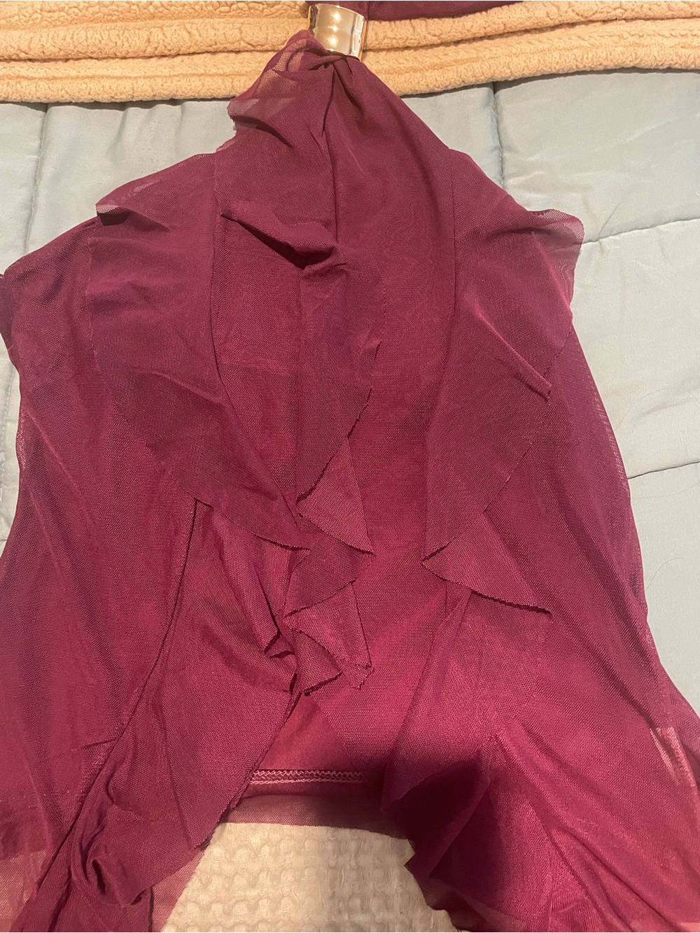 Plum Halter Ruffle Chiffon Top - Picture 2 of 3